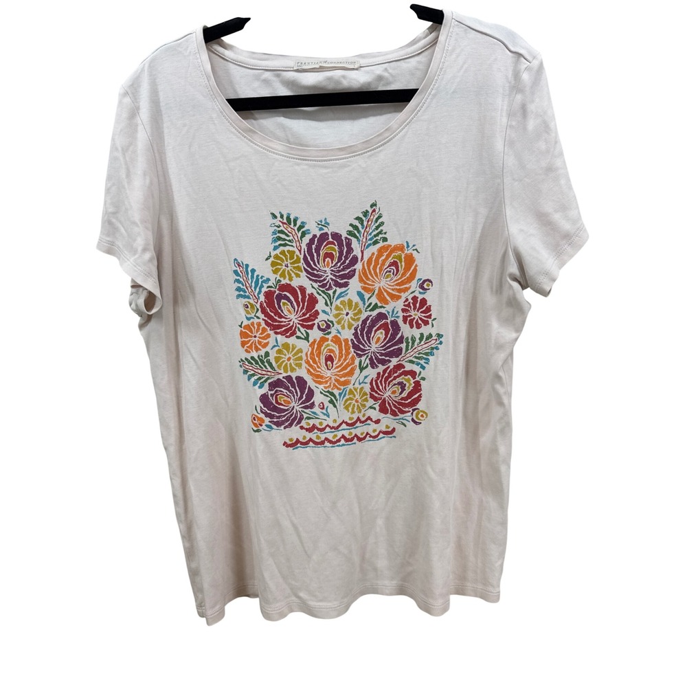 Peruvian Connection Womens Pink Pima Cotton Floral Graphic T-Shirt Large
